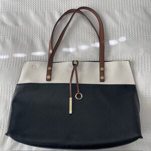 Calvin Klein Extra Large Reversible Tote - Black and White with Brown trim - EUC